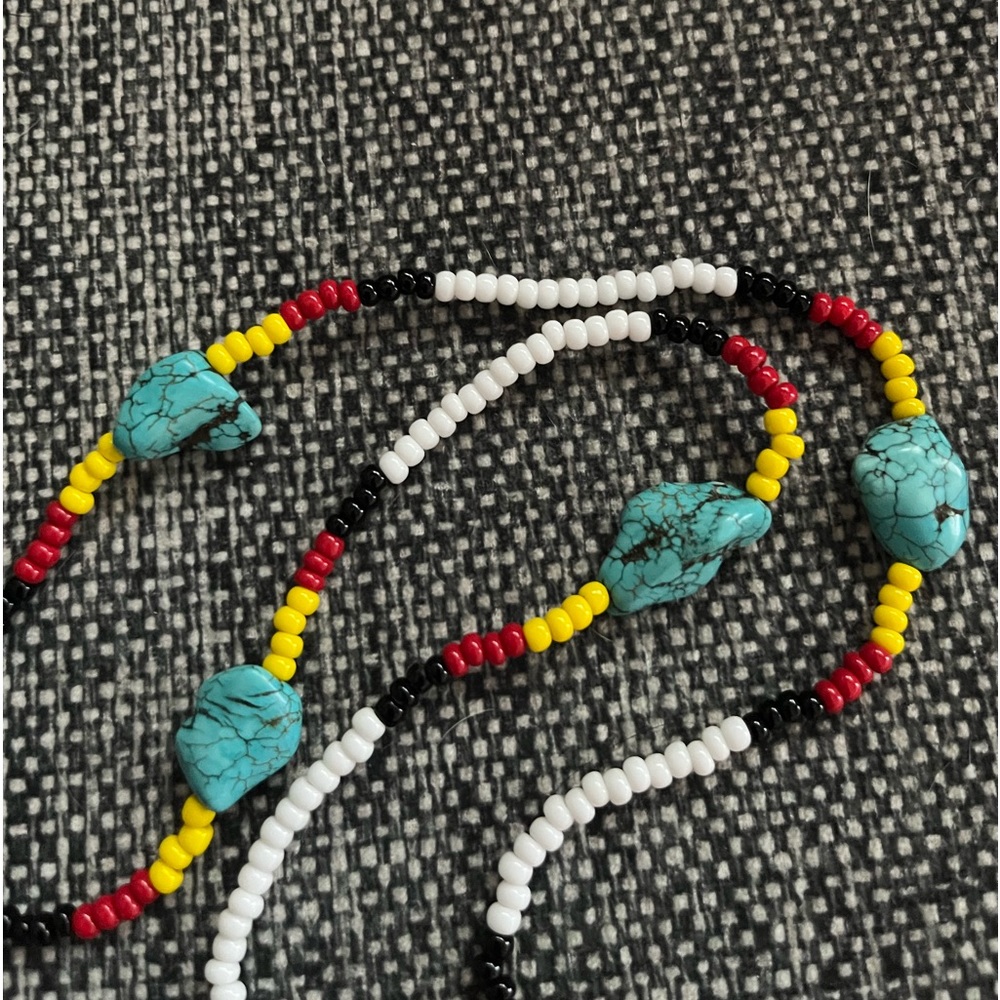 Navajo, Seed bead, long necklace with Turquoise nuggets